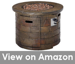 best round fire pit with propane tank inside